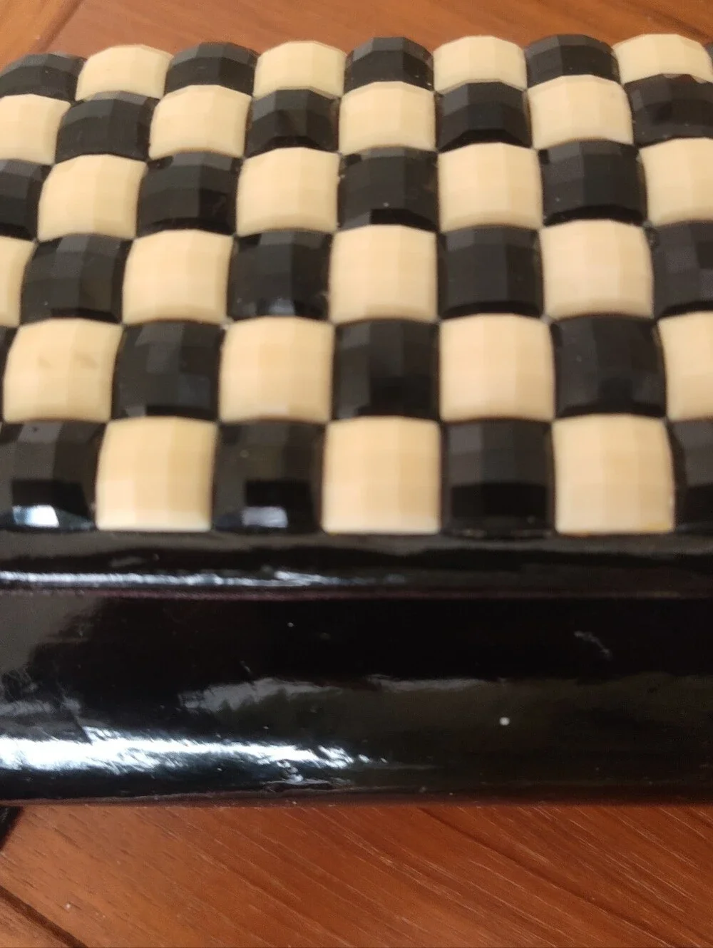Black & Cream Check Clutch Bag